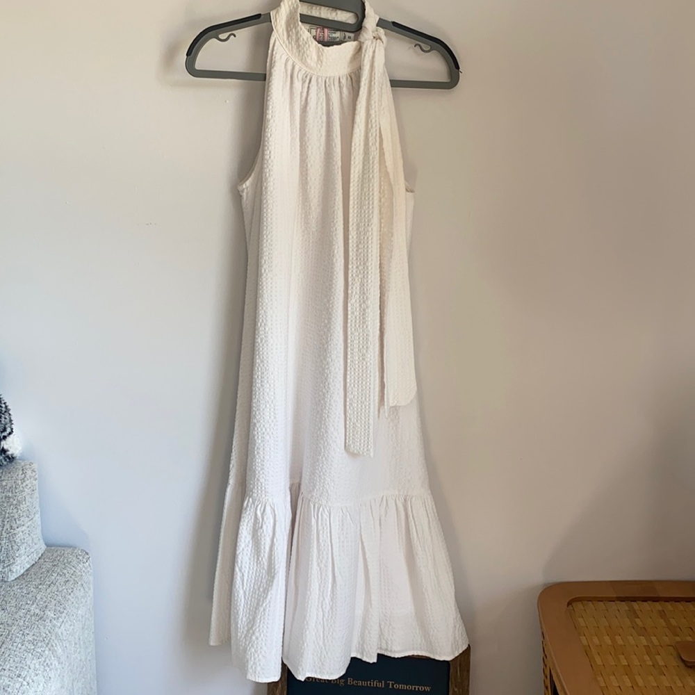 Vineyard Vines Cream Textured Halter Maxi Dress